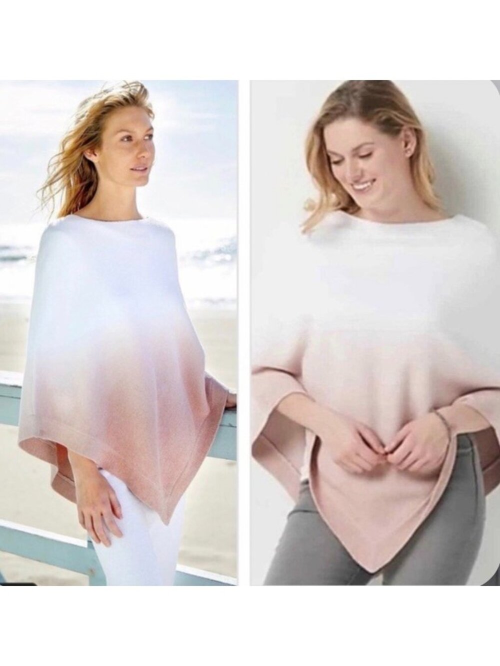 Barefoot Dreams Women’s Ombre Rose Mist Ocean Breeze Poncho One Size
